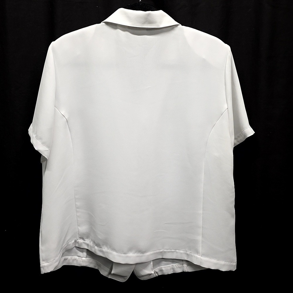 Vintage Liz Baker Button Down Blouse Womens 18 White Short Sleeve Camp Collar - Picture 3 of 7